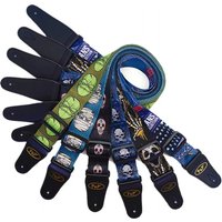 Adjustable Leather End Senior Terylene Polyester Printed Cool Skull Design Electric Guitar Bass Acoustic Guitar Strap Belt