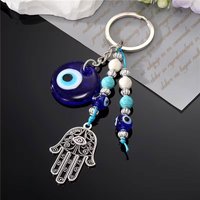 【Evil Eye Keychain Gift】1 Piece Evil Eye Hamsa Hand Keychain Wealth Alloy Keychain Ring Wallet Bag Backpack Pendant Earplug Cover Accessories Gift for Men and Women