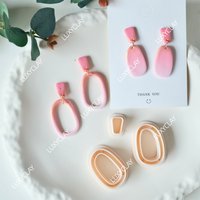 3pcs Geometric Oval Embossed Polymer Clay Earrings Cutters, Irregular Oval Dangle Clay Cutter Molds for Pendant Jewelry Crafting