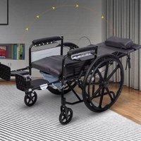 Air pressure rod electroplating full lying wheelchair, multi-function, folding light manual wheelchair, toilet wheelchair