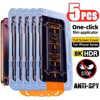 5Pcs 8K Dust free Install Privacy Tempered Glass For iPhone 17 16 15 14 13 11 12 Pro Max Plus X XR XS Anti-spy Screen Protector
