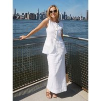 Bornladies Women's Sleeveless Vest High Waisted Skirt Set Spring Summer New Linen Casual Suit Fashion Office Lady Vest Set