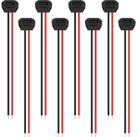 6PCS Type-C Female Chassis Solder Wire Type USB C Pigtail Cable Extension Power Cable USB-C Plug to 2 Pin Bare Wire Black