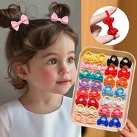 24pcs Sweet Random Color Children's Hair Ties with Butterfly Knots Perfect Gift Accessory for Girls Suitable for School Outdoor