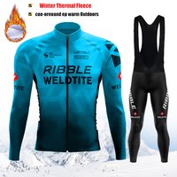 2025 Pro Warm Winter Thermal Fleece Cycling Jersey Sets Men Outdoor Riding MTB Ropa Ciclismo Bib Pants Set Team Cycling Clothing