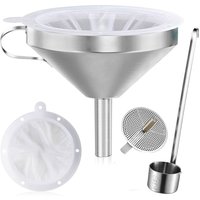 Stainless Steel Kitchen Funnels Set Oil Liquid Metal Funnel with Detachable Filter Wide Mouth Funnel for Canning Kitchen Tools