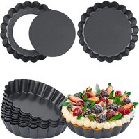 Lmetjma 6 Größe Mini Torten pfanne mit abnehmbarem Boden Kohlenstoffs tahl Quiche Kuchen form Antihaft runde Törtchen form für Torten Torte jt234
