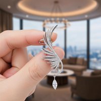 Women Alloy Long Wing Earrings Modern Stud Temperament Statement Gifts Unique Accessories for Birthday Valentines Party