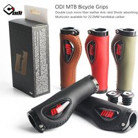ODI MTB Bicycle Grips Bike Ultralight Aluminum Alloy Lock Ring Leather Anti-skid Shock-absorbing silicagel pad Folding Bike grip