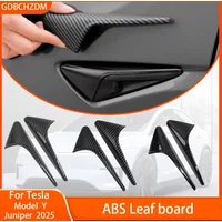 ABS Carbon Pattern Side Camera Cover For Tesla Model 3 Highland 2024 Model Y Juniper 2025 ABS Leaf Board Sticker Accessories