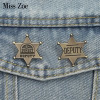 SUNSET DEPUTY Enamel Pins Custom SARSAPARILLA Role Play Brooches Lapel Badges Clothes Jewelry Gift for Friends