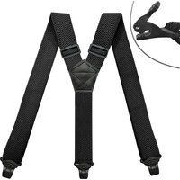 Heavy Duty Suspenders for Men Work Outdoor 3.8cm/1.5inch Y-back 3 Plastic Clips Adjustable Elastic Trouser Braces Strap Belt