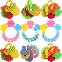 Silicone Teethers for Baby Things Newborn Chews Food Grade Teethers Training Bed Toy Baby fruit item Feeding Infant Rattle
