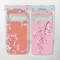 INS Pink Magnolia Flower Phone Case For Google Pixel 9 Pro XL 10 8 Pro 6 7 7A 8A 5G Striped Pattern Clear Soft TPU Cover Fundas