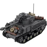 Gobricks MOC M4A3E8 76 W HVSS Tank Bricks Model US Military Sherman Chariot Building Blocks DIY Assemble Toys Kids Birthday Gift