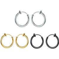 Non-Piercing Hoop Earrings Spring Ear Clip Fake Ear Hoops for Men and Women, Stainless Steel Clip on Earings 2.0*8/10mm