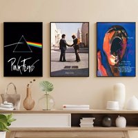 P-Pink-k F-Floyd Band Poster Self-adhesive Art Waterproof Paper Sticker Coffee House Bar Room