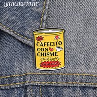 Cafecito Con Chisme Enamel Pin Funny Spanish Latin Humor Coffee Fresh Gossip No Me Digas Brooch Lapel Badge Fashion Jewelry Gift