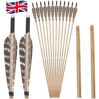 Bamboo Arrows 33 Inch OD 8mm Shaft with 5 Inch Natural Turkey Feather Handmade Archery Arrow Compatible for Traditional Recurve Bow and Longbow for Daily Target Practice and Outdoor Sport Shooting