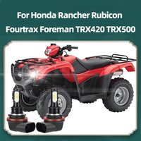 2Pcs LED Headlight Bulbs For Honda Rancher Rubicon Fourtrax Foreman TRX420 TRX500 Plug-N-Play 12V 90W 6000K White Super Bright