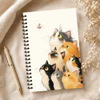 Healing Cat themed Notebook 1pc, Blank Lined Pages, Ideal Gift for Note-Taking, Inspiring for Everyone, Perfect for Students