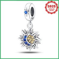 925 sterling silver original sun, moon, stars, charm beads DIY bracelet necklace engagement birthday jewelry gift