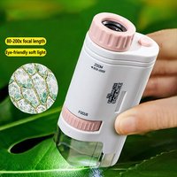 Children's Portable Microscope Magnifier 80-200X Focusing Optical Research Science Educational Toy Outdoor Exploration Learning