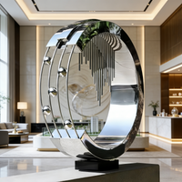 Stainless steel ring mirror sculpture hotel gate garden square large sculpture ornaments