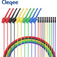 Cleqee 10PC Test Hook Clips to Dupont Male/Female Jumper Silicone Wires Mini Grabber For Electrical Testing P1534 P1535