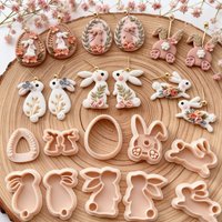 1 Pair Easter Days Rabbite Polymer Clay Cutters Cute Cartoon Bunny Shaped Dangle Clay DIY Earring Jewelry Pendant Pottery Tools