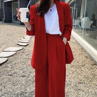 Women's Wide Leg Pants Suit Casual British Style Spring Autumn Korean Fashion Elegant Professional Street Style Set
