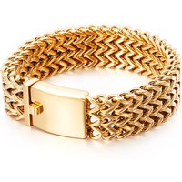 AliExpress Qiaonitu 18MM Punk Gold Color Three Layer Bracelet Men Women Hiphop Black Rainbow Stainless Steel Biker Bike Mesh Chain Bangle Jewelry