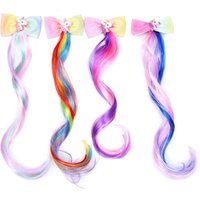 Kinder Regenbogen Haarspangen Einhorn Haarverlängerungen für Mädchen Kinder Pferdeschwanzhalter Baby Prinzessin Haarspangen Haarschleife Zubehör
