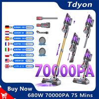 Tdyon Nova 680W 70000PA Cordless Vacuum Cleaner 75mins Long Runtime Removable Battery Self-Standing Wall Charging Vacuum Cleaner