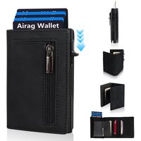 Rfid Blocking Pop Up Minimalist Wallet Magnetic Credit Card Holder Luxury Men Wallet Leather Bank Cardholder Case Vallet for Men