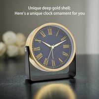 1 pc 4-inch European style light luxury metal alarm clock, 180 degree rotating table clock, vintage desktop ornament clock;
