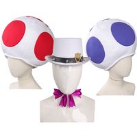 Roleplay Men Boys Toad Cosplay Kinopio Hat Bowser Cap Bros 2 Fantasia Mushroom Headwear Halloween Carnival Costume Accessories
