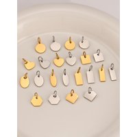 5Pcs Blank Oval/Heart/Circle/Square Charms Small Pendants Stainless Steel Dainty Extend Chain Tags DIY Necklace Jewelry Making
