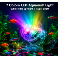 5 Colors + RGB Remote Control LED Aquarium Light, Submersible USB Powered UnderwaterSpotlight for Small Fish Tank IP68 Waterproo