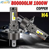 H4 LED Car Lights Bulbs 80000LM No Fan Turbo Lights H7 LED Headlight 6000K 12V NO Error Canbus Fog Lamps White
