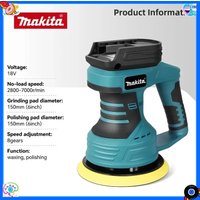 Makita 18V Cordless Car Polisher 8 Gears Adjustable Auto Polishing Waxing Machine