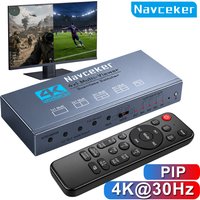 Navceker 4K HDMI Quad Screen Multiviewer 4x1 2x1 3x1 HDMI PIP Multi Viewer 4 in 1 out Seamless Switcher for Camera Laptop PC TV