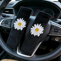 Car Seat Belt Cover 2Pcs Daisy Pattern Seatbelt Shoulder Pad Soft Plush Safety Belt Protector for Women Girls Auto Interior