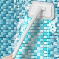 Multifunctional Bathroom Wall Brush with Removable Sponge Long Handle for Tile Floor Bathtub - Household Cleaning Tool