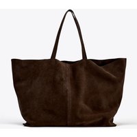 Ladies' single-shoulder bag, cowhide handbag, super large capacity shopping bag, solid-color single-shoulder tote bag, a gift fo