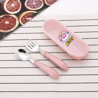 3pcs/set Kirbys Spoon Forks Box Stainless Steel Cutlery with Storage Case Portable Feeding Utensils Spoons Baby Cute Tableware