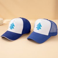 Anime Gravity Falls Dipper Pines Blue Pine Tree Print Trucker Hat Men Women Cartoon Cosplay Adjustable Baseball Cap for Outdoor