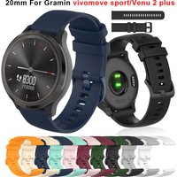 20mm Silicone Watchband For Garmin Vivomove Sport/Style/Luxe/HR Wristband Bracelet Watch Strap For Garmin Vivoactive 5 3 Music
