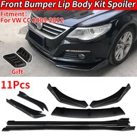 For Volkswagen Passat CC 2009-2012 Car Front Bumper Splitters Lip Body Kit Spoiler Side Skirts Extensions Rear Wrap Angle ABS