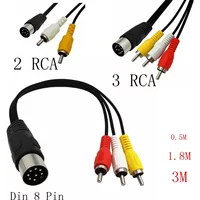 Din 8 Pin to 2RCA Cable 8Pin Din Male Plug to 2-RCA Male Audio Adapter Cable for Musical instrument audio equipment 0.5M-3M